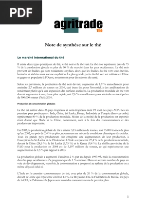 Note de synthèse sur le thé