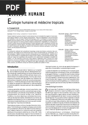 Ecologie humaine et médecine tropicale