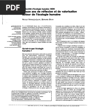 La Société d'écologie humaine