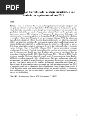 Les attentes et les réalités de l’écologie industrielle