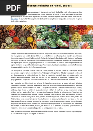 Les influences culinaires en Asie du Sud-Est