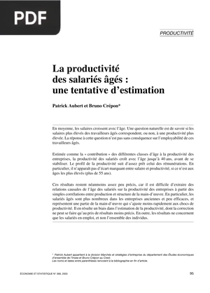La productivité des salariés âgés