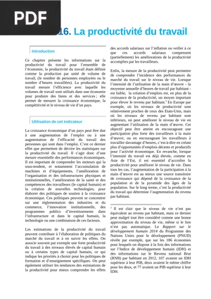 La productivité du travail