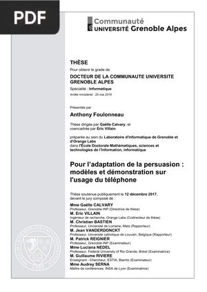 Pour l'adaptation de la persuasion