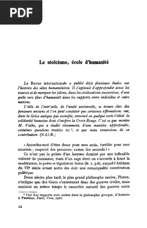 Le stoïcisme, école d'humanité