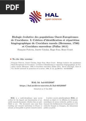 Biologie évolutive des populations Ouest-Européennes de Crocidures
