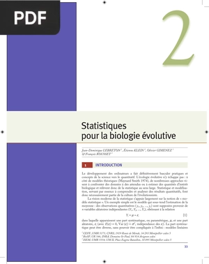 Statistiques pour la biologie évolutive