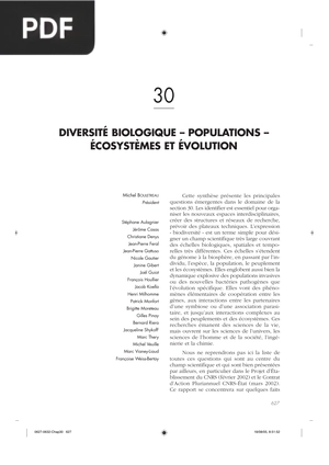 Diversité biologique, populations, écosystèmes et évolution