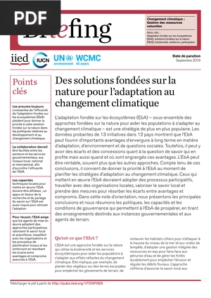 Des solutions fondées sur la nature pour l’adaptation au changement climatique