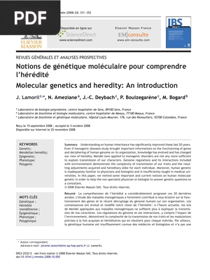 Notions de génétique moléculaire pour comprendre l’hérédité