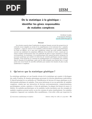 De la statistique à la génétique