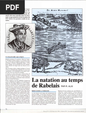 La natation au temps de Rabelais