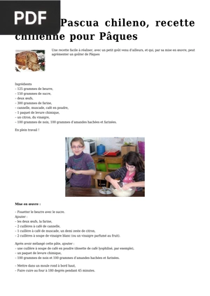 Recette chilienne pour Pâques