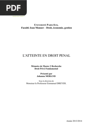 L'Atteinte en droit penal