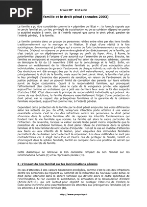 La famille et le droit pénal