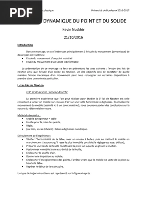 Dynamique du Point et du Solide