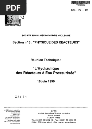 L'Hydraulique des Réacteurs à Eau Pressurisée