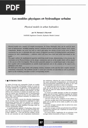 Les modèles physiques en hydraulique urbaine