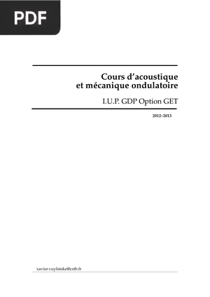 Cours d’acoustique et mecanique ondulatoire