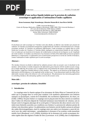 Bistabilité d’une surface liquide induite par la pression de radiation acoustique et application à l’atténuation d’ondes capillaires
