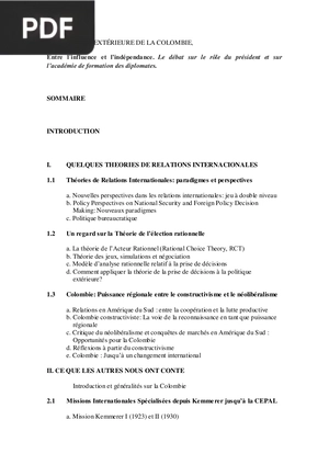 La Politique Extérieure de la Colombie