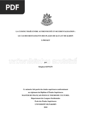 La cuisine Thaïe entre authenticité et occidentalisation
