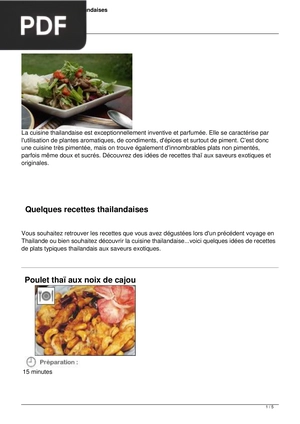 Quelques recettes thailandaises