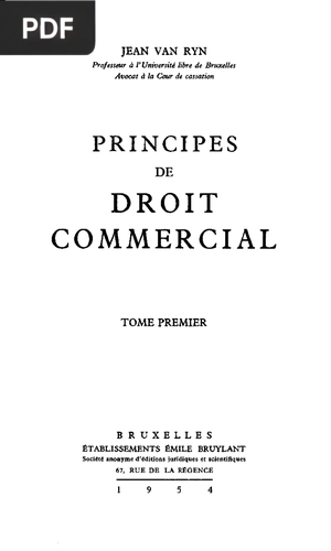 Principes de droit commercial, tome premier