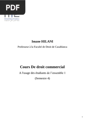Cours De droit commercial