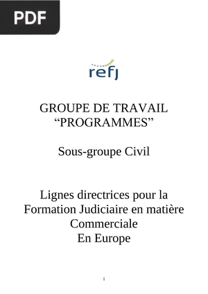 Lignes directrices pour la Formation Judiciaire en matière Commerciale