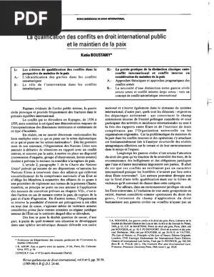 La qualification des conflits en droit international public