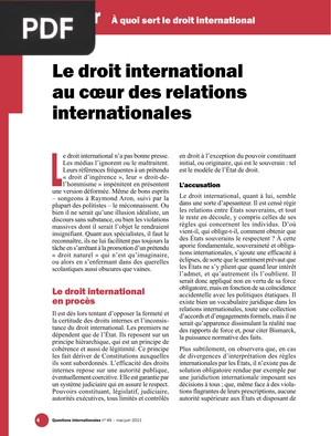 Le droit international au coeur des relations internationales