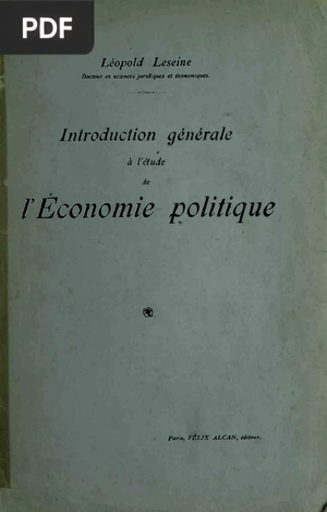 Introduction générale à l'étude de l'économie politique