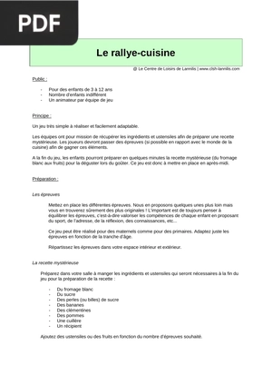 Le rallye-cuisine