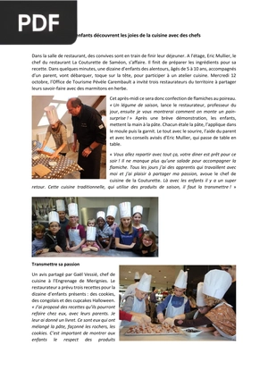 Les enfants découvrent les joies de la cuisine avec des chef