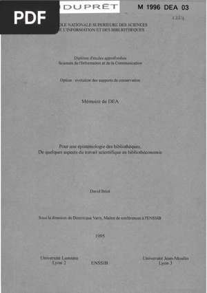 Pour une épistémologie des biblitohèques