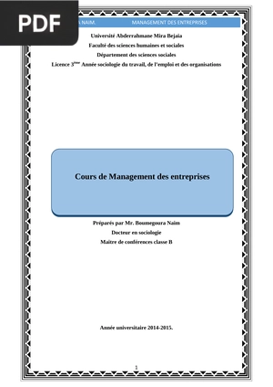 Cours de management des entreprises