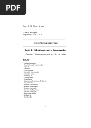 Organisation et structures des entreprises