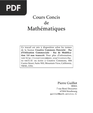 Cours Concis de Mathématiques