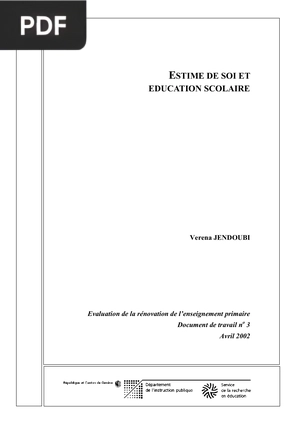 Estime de soi et education scolaire