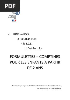 Formulettes-comptines pour les enfants a partir de 2 ans