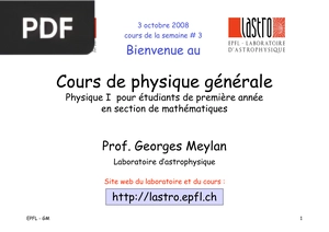 Cours de physique générale. Physique I