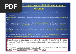 Chapitre 1 : la physique, définition et champs d’action