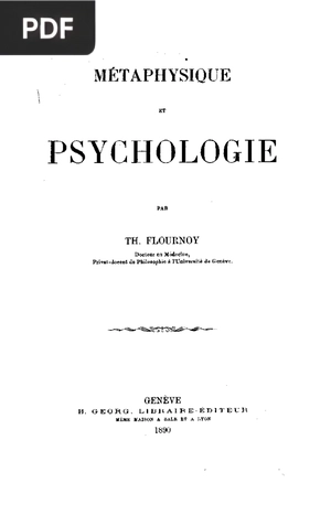 Métaphysique et psychologie