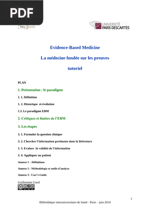La médecine fondée sur les preuves. Tutoriel