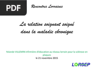 La relation soignant soigné dans la maladie chronique