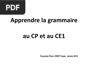 Apprendre la grammaire au CP et au CE1