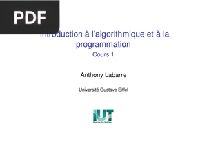 Introduction à l’algorithmique et à la programmation