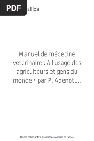 Manuel de Médecine vétérinaire
