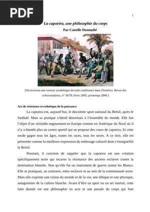 La capoeira une philosophie du corps